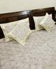Banarasi Bed Cover Off White Silk Woven Zari Brocade Indian Cushion & Pillow Set