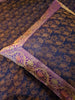 Banarasi Bed Cover Dark Blue Silk Woven Zari Brocade Indian Cushion & Pillow Set