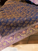Banarasi Bed Cover Dark Blue Silk Woven Zari Brocade Indian Cushion & Pillow Set