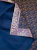 Banarasi Bed Cover Dark Blue Silk Woven Zari Brocade Indian Cushion & Pillow Set
