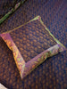 Banarasi Bed Cover Dark Blue Silk Woven Zari Brocade Indian Cushion & Pillow Set