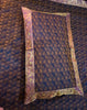 Banarasi Bed Cover Dark Blue Silk Woven Zari Brocade Indian Cushion & Pillow Set