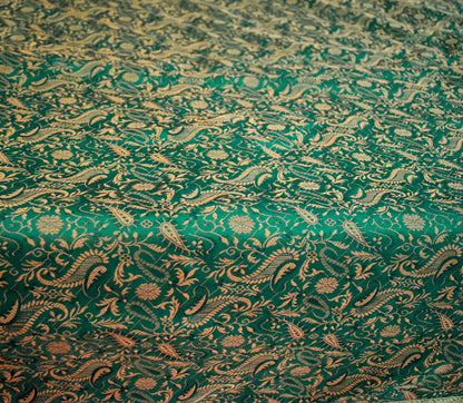 Banarasi Silk Cushion & Pillow Cover Set – Dark Green Zari Brocade Woven Design