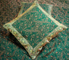 Banarasi Silk Cushion & Pillow Cover Set – Dark Green Zari Brocade Woven Design