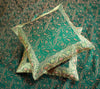 Banarasi Silk Cushion & Pillow Cover Set – Dark Green Zari Brocade Woven Design