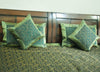 Banarasi Silk Cushion & Pillow Cover Set – Dark Green Zari Brocade Woven Design