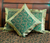 Banarasi Silk Cushion & Pillow Cover Set – Dark Green Zari Brocade Woven Design