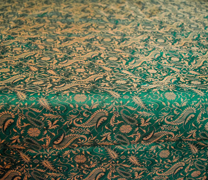 Banarasi Silk Cushion & Pillow Cover Set – Dark Green Zari Brocade Woven Design