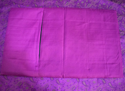 Dark Magenta Bed, Cushion & Pillow Cover Set Banarasi Silk & Woven Zari Brocade