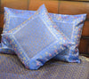 Blue Banarasi Bed, Cushion & Pillow Cover Set Indian Silk & Woven Zari Brocade