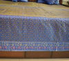 Blue Banarasi Bed, Cushion & Pillow Cover Set Indian Silk & Woven Zari Brocade