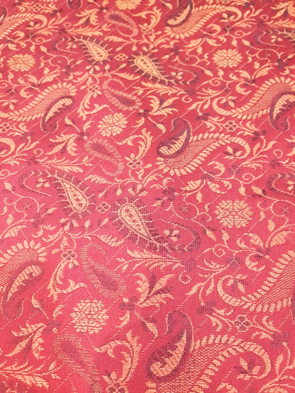 Banarasi Bed Cushion& Pillow Cover Set Art Silk Woven Brocade Maroon Indian Gift