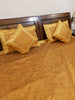 Banarasi Bed Cushion&Pillow Cover Set Art Silk Woven Brocade Yellow Indian Gift