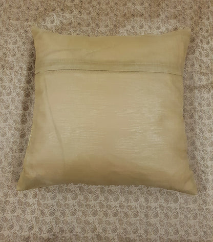 Banarasi Beige Bed Cushion & Pillow Cover Set Art Silk Woven Brocade Indian Gift