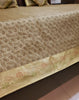 Banarasi Beige Bed Cushion & Pillow Cover Set Art Silk Woven Brocade Indian Gift