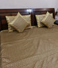 Banarasi Beige Bed Cushion & Pillow Cover Set Art Silk Woven Brocade Indian Gift