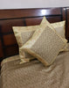 Banarasi Beige Bed Cushion & Pillow Cover Set Art Silk Woven Brocade Indian Gift