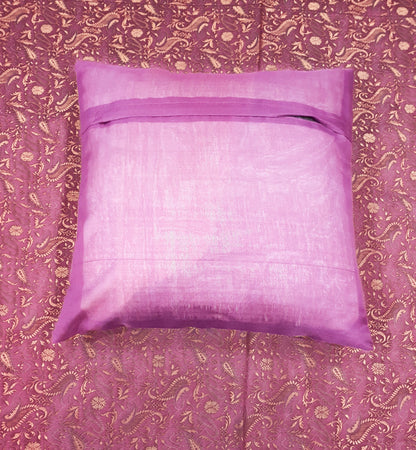 Banarasi Bed Cushion & Pillow Cover Set Wine Art Silk Woven Brocade Indian Gift