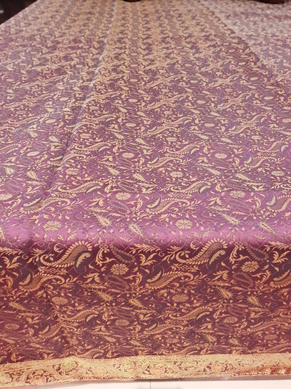 Banarasi Bed Cushion & Pillow Cover Set Wine Art Silk Woven Brocade Indian Gift