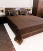 Banarasi Bed, Cushion & Pillow Cover Set Black Silk & Woven Zari Brocade Indian
