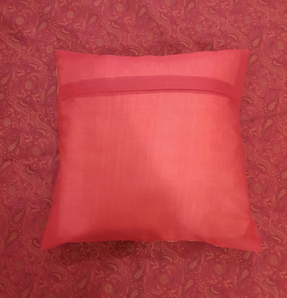 Banarasi Red Bed Cushion & Pillow Cover Set Art Silk Woven Brocade Indian Gift