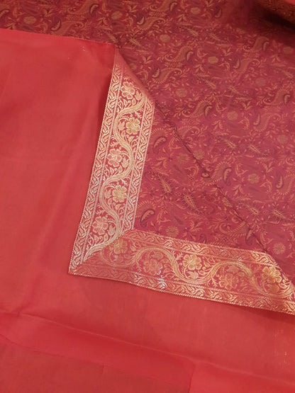 Banarasi Red Bed Cushion & Pillow Cover Set Art Silk Woven Brocade Indian Gift