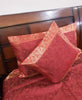 Banarasi Red Bed Cushion & Pillow Cover Set Art Silk Woven Brocade Indian Gift