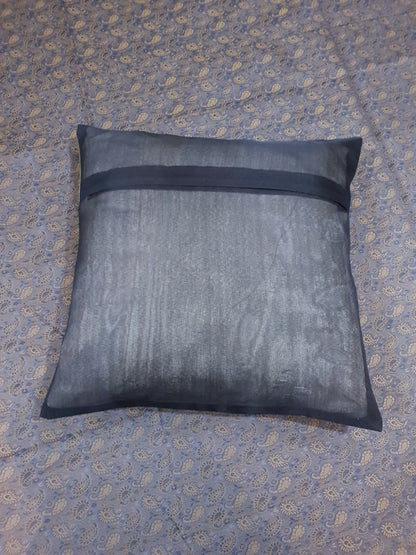 Gray Banarasi Bed Cushion & Pillow Cover Set Art Silk Woven Brocade Indian Gift