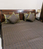 Gray Banarasi Bed Cushion & Pillow Cover Set Art Silk Woven Brocade Indian Gift