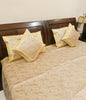 Banarasi Cream Bed Cushion & Pillow Cover Set Art Silk Woven Brocade Indian Gift
