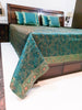 Banarasi Bed Cushion & Pillow Cover Silk & Woven Zari Brocade Teal Blue Set Gift