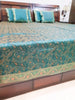 Banarasi Bed Cushion & Pillow Cover Silk & Woven Zari Brocade Teal Blue Set Gift