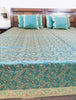 Banarasi Bed Cushion & Pillow Cover Silk & Woven Zari Brocade Teal Blue Set Gift
