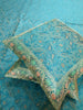 Banarasi Bed Cushion & Pillow Cover Silk & Woven Zari Brocade Teal Blue Set Gift