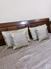 Banarasi Bed Cushion & Pillow Cover Set Gray Silk Woven Zari Brocade Indian Gift