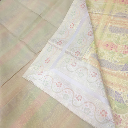 Banarasi Bed Cushion & Pillow Cover Beige Peacock Set Silk & Woven Brocade Gift