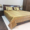 Banarasi Bed Cushion & Pillow Cover Beige Peacock Set Silk & Woven Brocade Gift