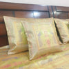 Banarasi Bed Cushion & Pillow Cover Beige Peacock Set Silk & Woven Brocade Gift
