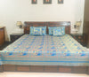 Banarasi Bed Cushion & Pillow Cover Set Elephant Turq. Blue Woven Brocade Gift