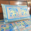 Banarasi Bed Cushion & Pillow Cover Set Elephant Turq. Blue Woven Brocade Gift