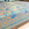 Banarasi Bed Cushion & Pillow Cover Set Elephant Turq. Blue Woven Brocade Gift