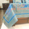 Banarasi Bed Cushion & Pillow Cover Set Elephant Turq. Blue Woven Brocade Gift