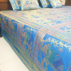 Banarasi Bed Cushion & Pillow Cover Set Elephant Turq. Blue Woven Brocade Gift