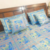 Banarasi Bed Cushion & Pillow Cover Set Elephant Turq. Blue Woven Brocade Gift