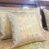 Beige Banarasi Bed Cushion & Pillow Cover Set Elephant Silk & Woven Brocade Gift