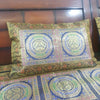 Banarasi  Bed Cushion & Pillow Cover Dark Blue Peacock Set Silk & Woven Brocade