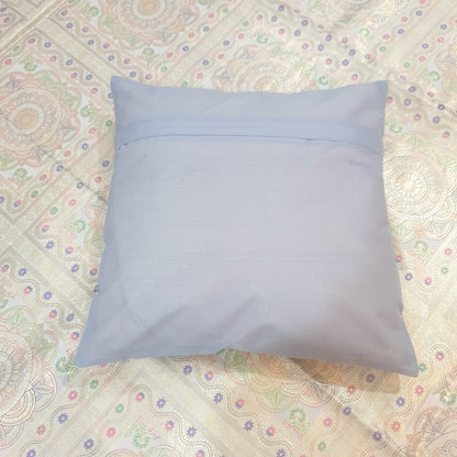 Banarasi Bed Cushion & Pillow Cover Gray Set Mandala Woven Zari Brocade Gift