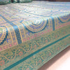 Banarasi  Bed Cushion & Pillow Cover Silk & Woven Zari Brocade Peacock Green Set