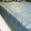 Banarasi  Bed Cushion & Pillow Cover Silk & Woven Zari Brocade Peacock Green Set
