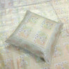 Banarasi  Bed Cushion & Pillow Cover Silk & Woven Zari Brocade Peacock Gray Set